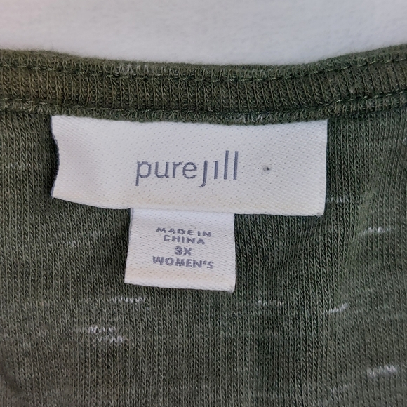 PURE JILL WOMEN'S OLIVE GREEN BABYDOLL LONG SLEEVE T-SHIRT DRESS TUNIC SIZE 3X - Picture 2 of 7